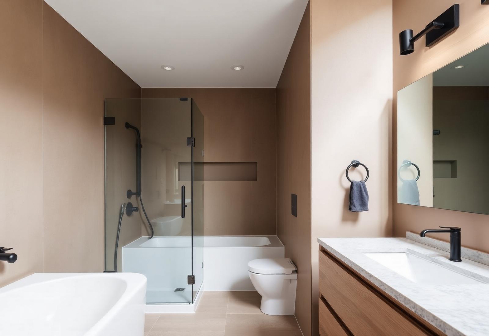 Placeholder image: close view of bathroom tiling and brassware